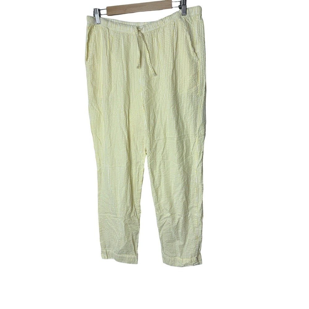 Vermont country‎ size large Yellow/white seersucker PJ bottoms pajamas womens